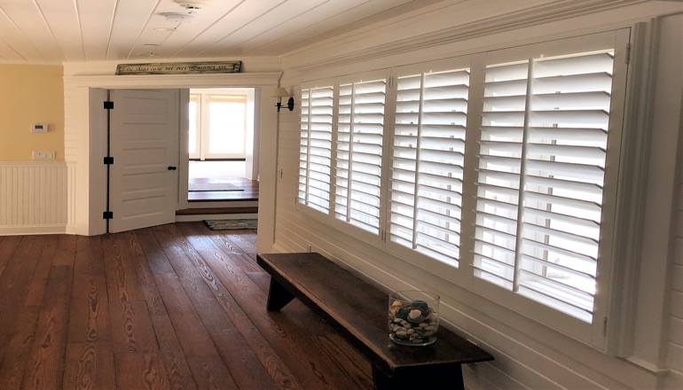 Faux wood plantation shutters in Hartford